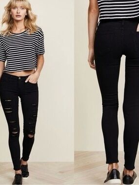 Frame Denim Jeans Women’s 26 Black Distressed Skinny LIKE NEW!